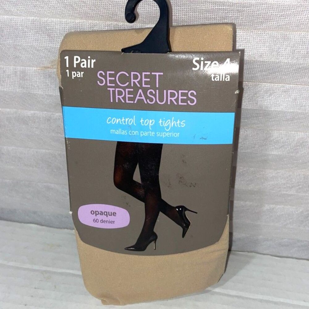 Secret Treasures 1 pair size 4 Control Top Tights Chino Brand New!